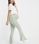In The Style Maternity X Brooke Vincent Wide Leg Coordinating Pants In Sage-green