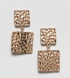 Reclaimed Vintage Inspired Hammered Metal Square Earrings - Gold