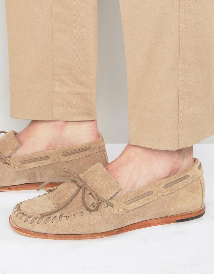 Hudson London Manuel Suede Loafers - Beige