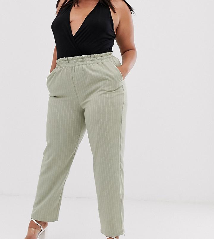 Unique21 Hero Plus Relaxed Pants In Pinstripe Two-piece - Green