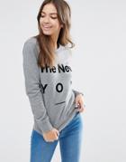 Wood Wood Maya Slogan Sweatshirt - New You Gray Mel