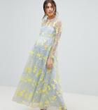 Asos Edition Maternity Embroidered Maxi Dress-multi