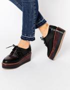 Aldo Chunky Wedge Sole Lace Up Shoes - Red