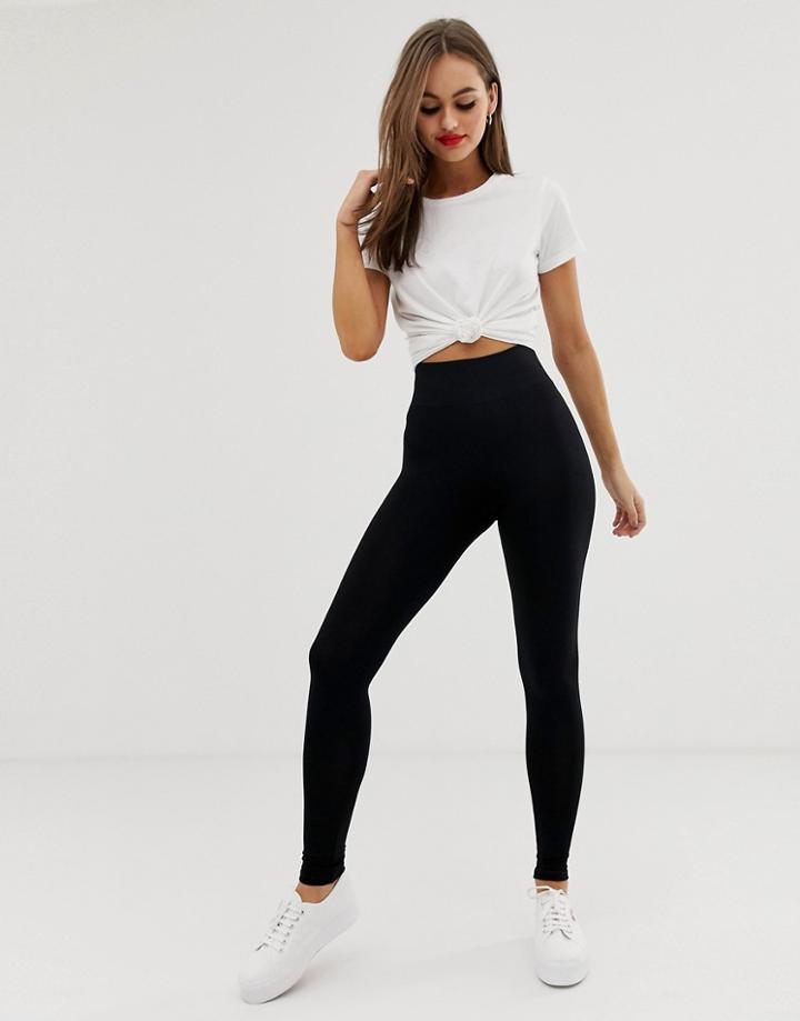 Asos Design Leggings With Deep Waistband - Black