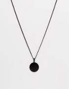Chained & Able Logo Medallion Necklace In Matt Black - Black