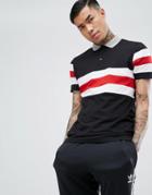 Asos Polo Shirt With Retro Panel Color Block In Black - Black