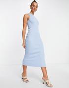 Pretty Lavish Billie Racer Knit Midi Dress In Powder Blue