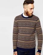 Asos Lambswool Rich Sweater In 2 Color Fairisle