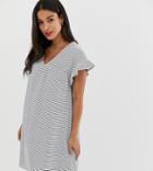Asos Design Maternity 2 Ways Cotton Slub Smock Dress In Stripe-multi