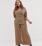 Simply Be Culottes Two-piece In Camel Stripe-multi