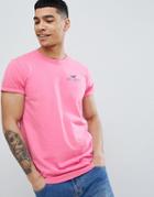 Hollister Front And Back Logo Print T-shirt Curved Hem In Pink - Pink