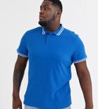 Asos Design Plus Tipped Pique Polo Shirt In Blue