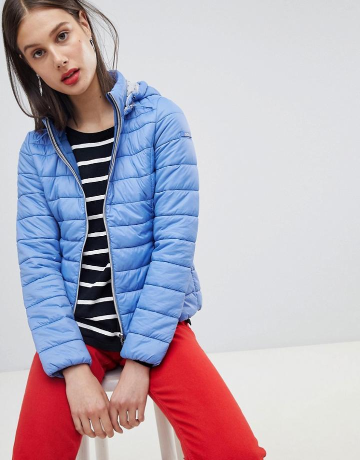 Esprit Short Padded Jacket With Hood - Blue