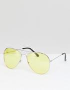 7x Aviator Sunglasses With Colored Lens - Yellow