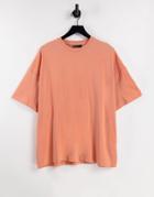 Asos Design Organic Oversized T-shirt In Coral-orange