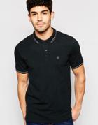 Selected Homme Polo Shirt With Tipped Collar - Black