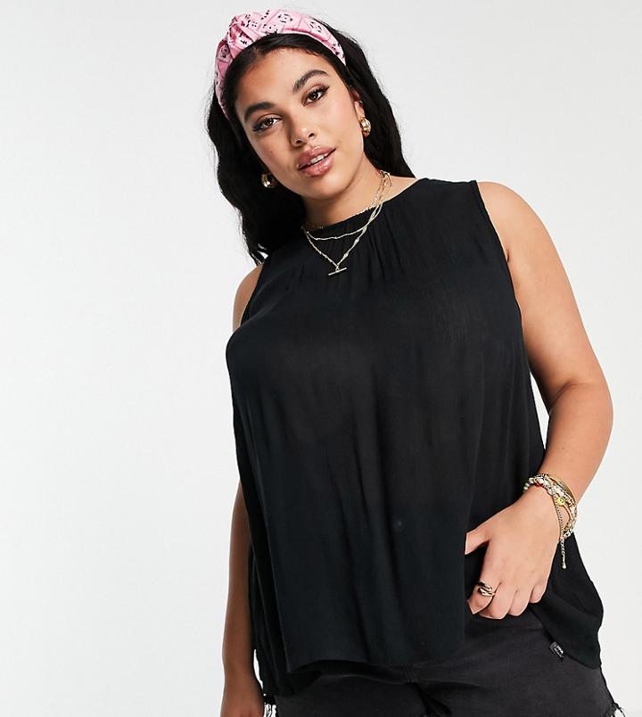 Asos Design Curve Smock Crinkle Cami In Black-no Color