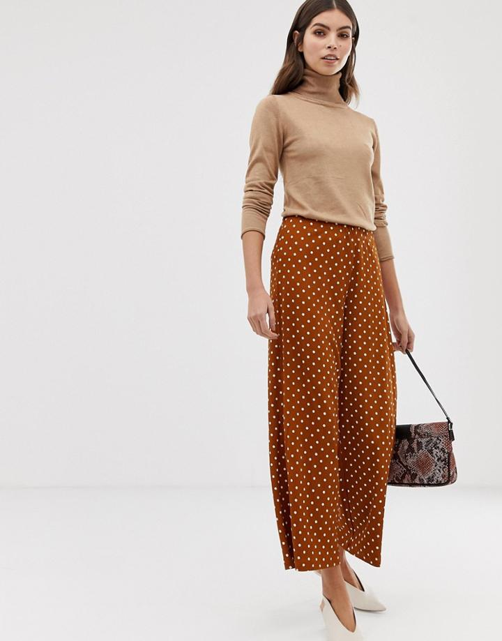 Y.a.s Wide Leg Spot Culottes-brown