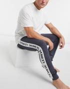 Le Breve Lounge Marl Sweatpants With Taping In Navy