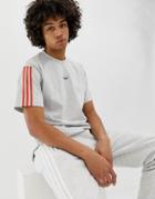 Adidas Originals Floating Stripe T-shirt In Gray - Gray