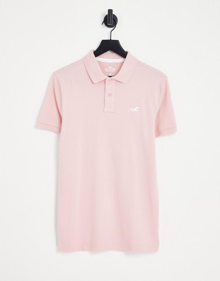 Hollister Icon Logo Pique Polo In Pink