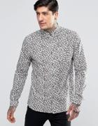 Pretty Green Shirt With All Over Floral Print - Navy