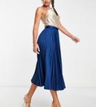 Closet London Tall Pleated Midi Skirt In Navy