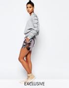 Story Of Lola Leather Look Metallic Boxing Shorts - Pewter