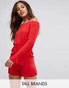 Oh My Love Tall The Shoulder Red Romper - Red