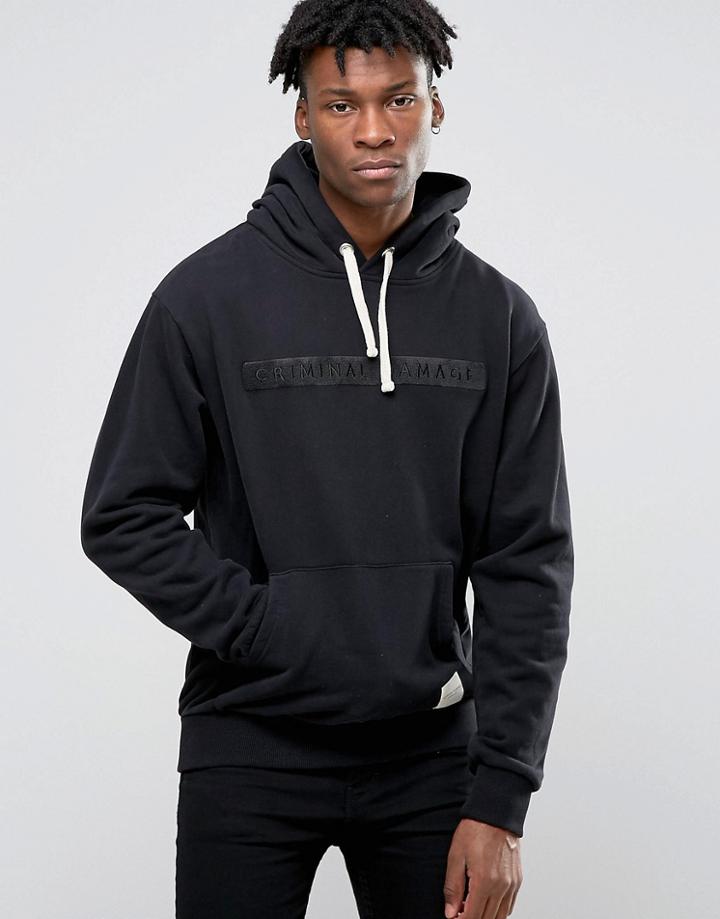 Criminal Damage Hoodie With Logo - Black