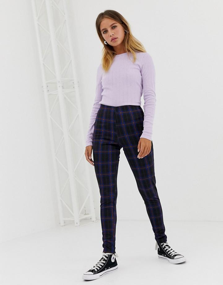 New Look Leggings In Blue Check - Blue