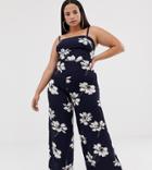 Club L Plus Wide Leg Cami Strap Jumpsuit - Navy