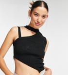 Collusion Knitted Tank With Asymmetric And Open Back-black
