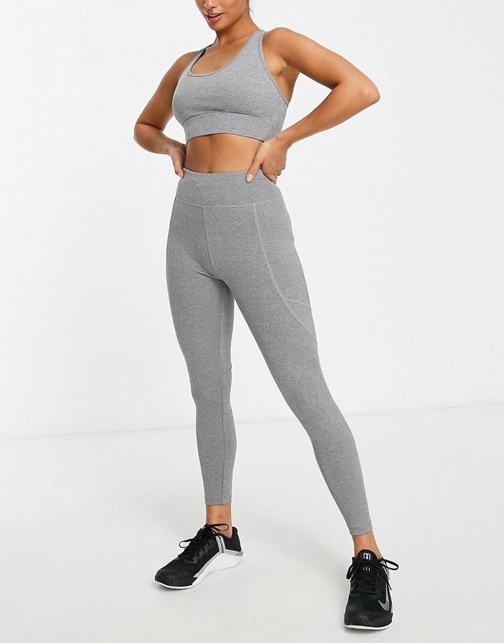 Asos 4505 Petite Icon Running Drawstring Waist Leggings With Pocket-gray