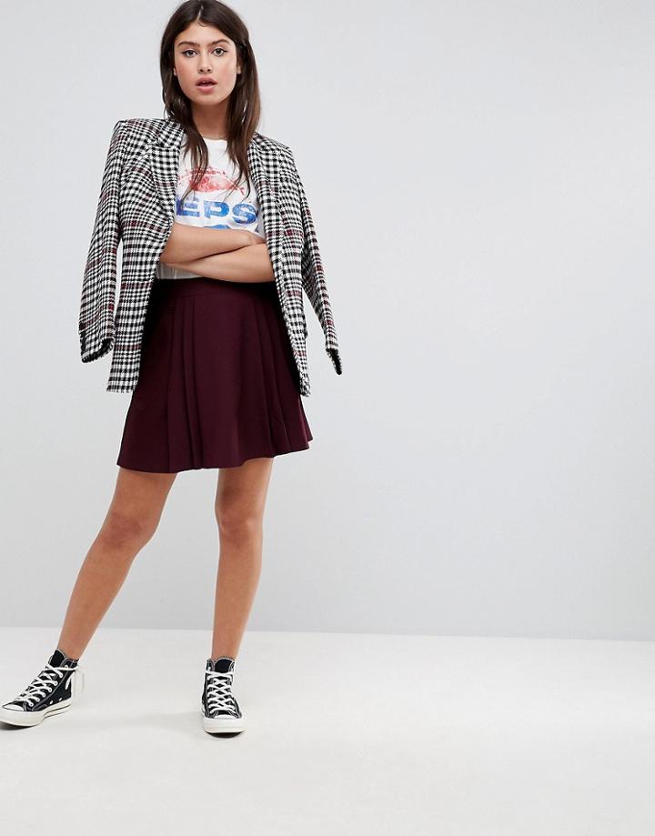 Asos Tailored Mini Pleated Skirt - Red