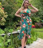 Ax Paris Plus Hi Low Hem Midi Dress In Tropical Print-multi