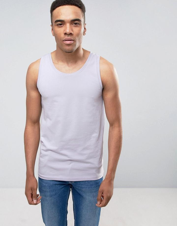 Asos Muscle Fit Tank In Purple - Purple