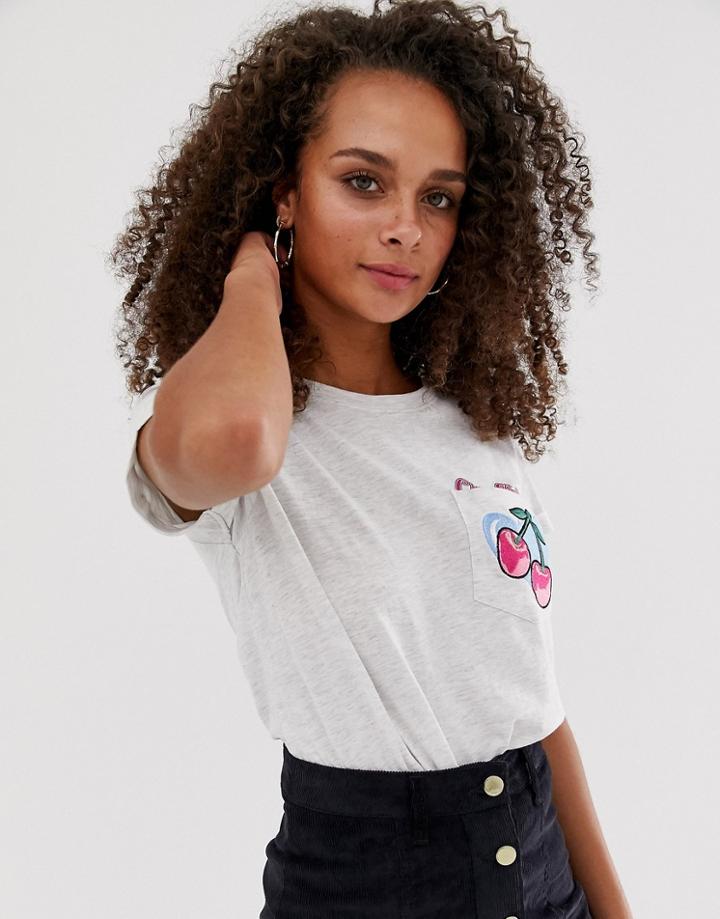 Brave Soul Cherry Pocket T Shirt-gray