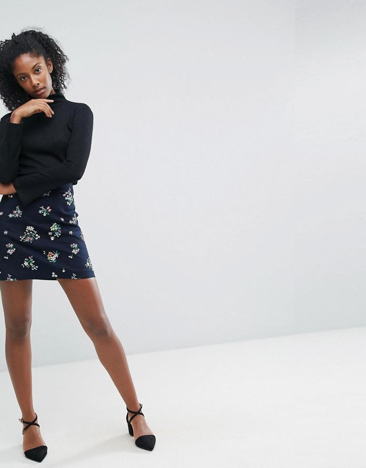 Oasis Ditsy Embroiderd Skirt - Multi
