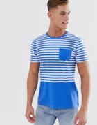 Esprit T-shirt With Nautical Stripe In Bright Blue