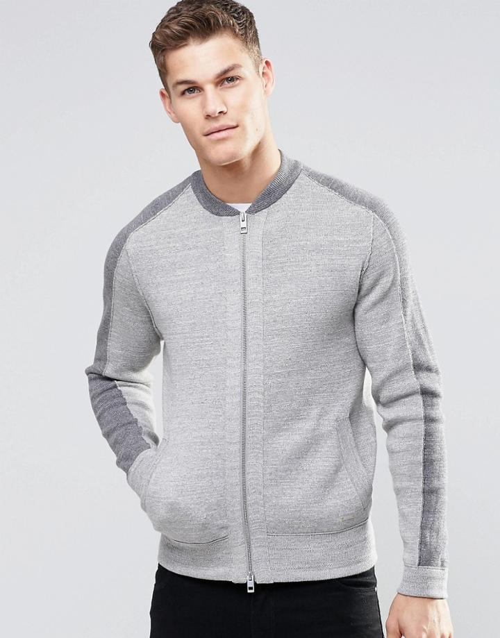 Boss Orange Knitted Bomber Jacket - Gray