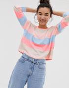 New Look Top With Neon Stripes In Multi - Red
