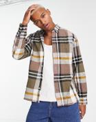 Tommy Hilfiger Large Linen Cotton Check Shirt Regular Fit In Tan-neutral