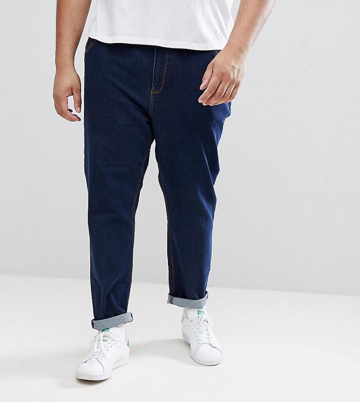 Asos Plus Tapered Jeans In Indigo - Blue