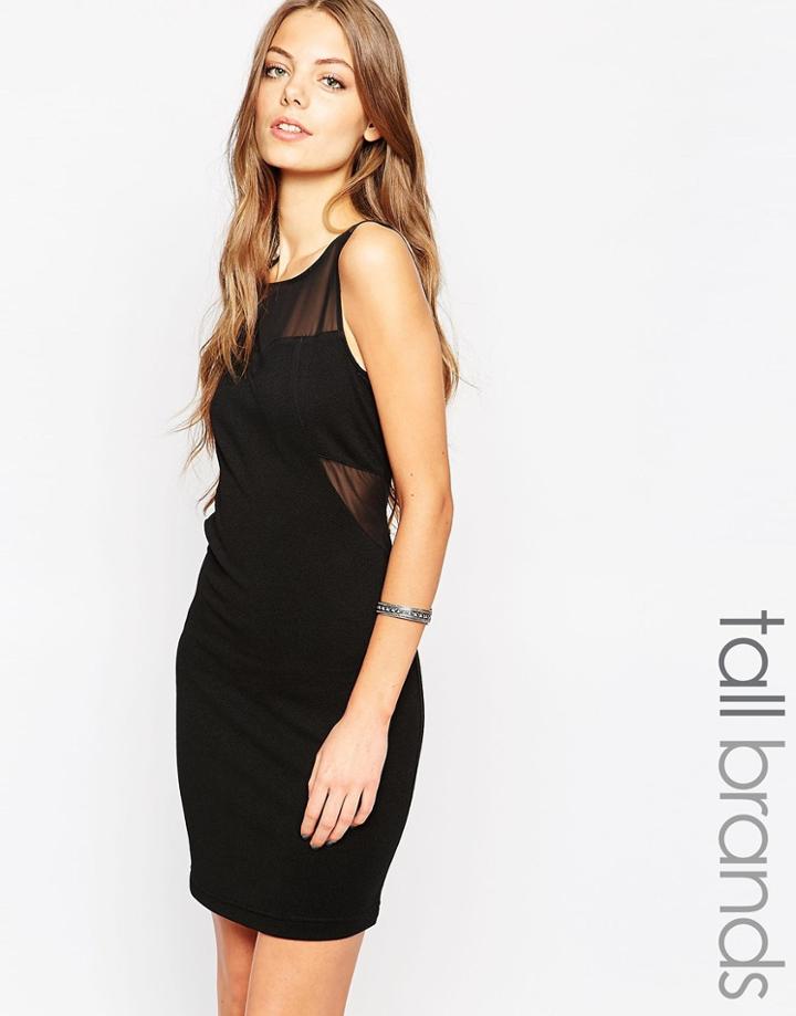 Noisy May Tall Body-conscious Mesh Insert Dress - Black