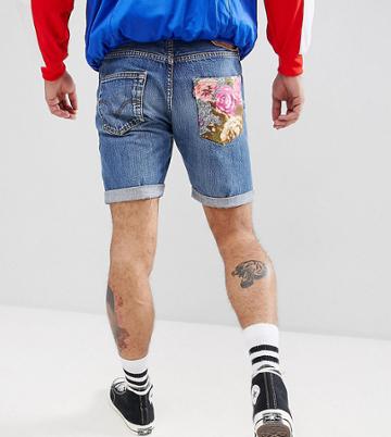Reclaimed Vintage Revived Levis Denim Short With Back Patch - Blue