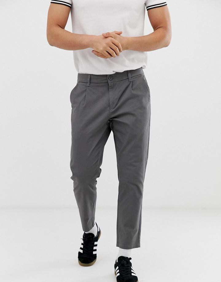 Only & Sons Cropped Chinos In Gray