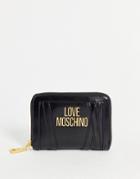 Love Moschino Large Logo Zip Around Wallet In Black