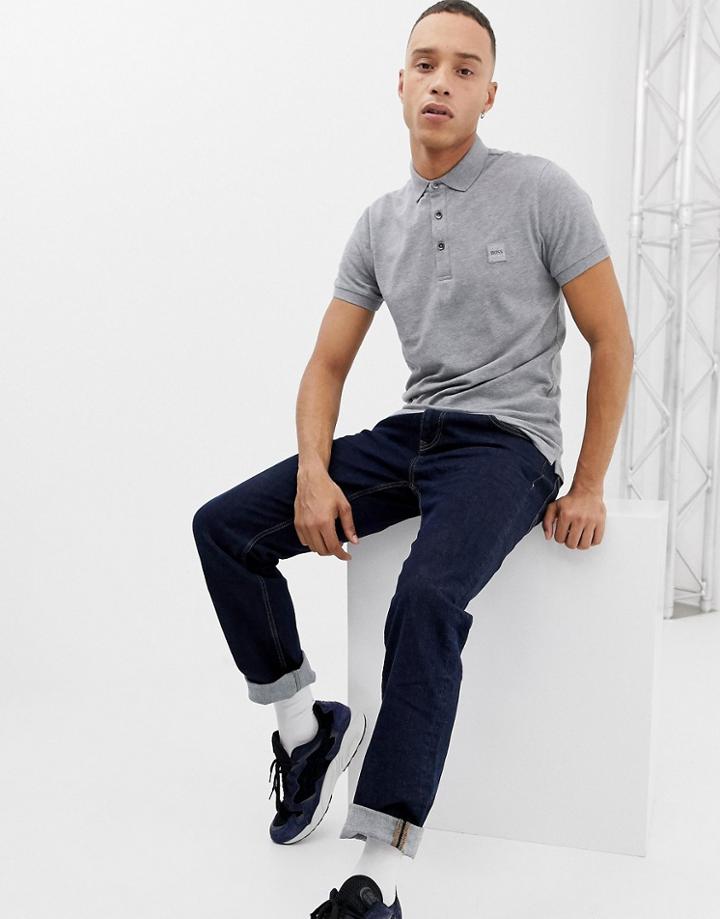 Boss Passenger Slim Fit Logo Polo In Gray - Gray