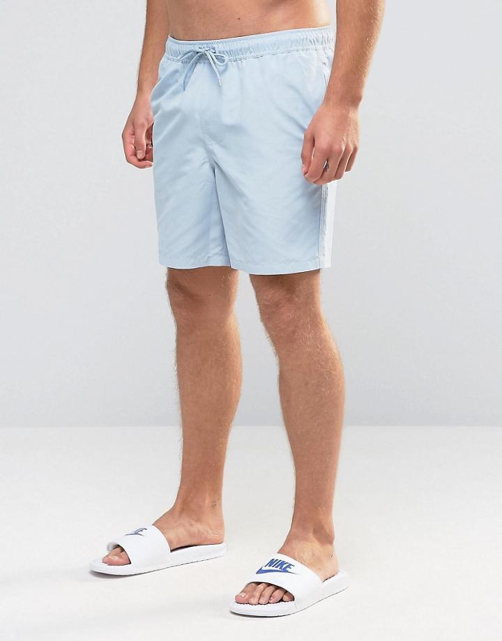Asos Swim Shorts In Washed Blue Mid Length - Blue